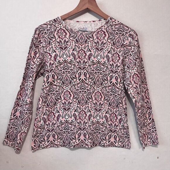 Croft & Barrow The Classic Tee   Pink Paisley   Size PS - Picture 1 of 3